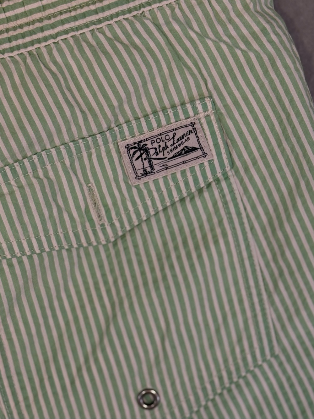 Polo Ralph Lauren Men's Traveler Seersucker Swim Trunks Green Med Old Money Prep - Picture 9 of 12